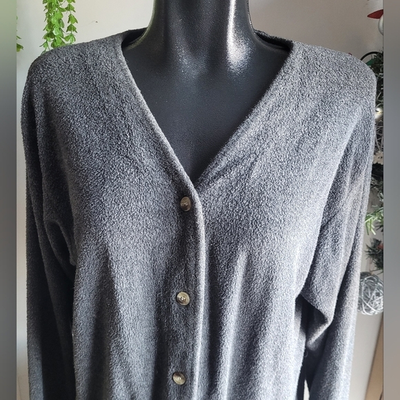 Vintage Huntington Ridge Grey Fleece Cardigan M - Picture 2 of 7